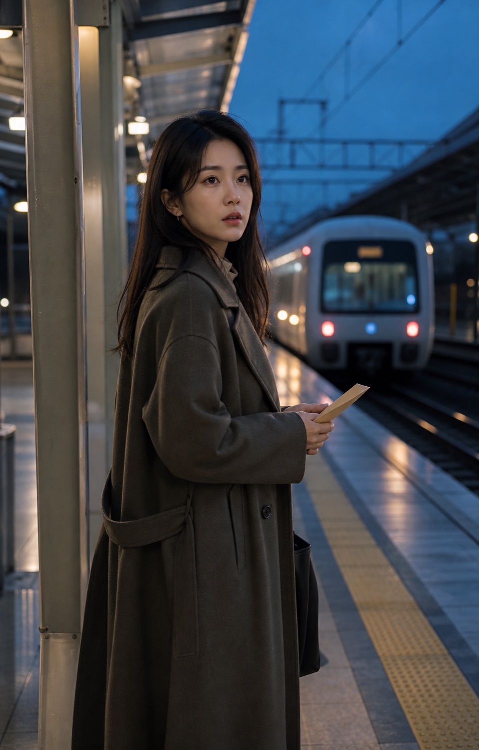 站台上等待列车的短剧人物